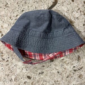 OshKosh B'gosh Kids Reversible Bucket Hat - Gray and Red Plaid